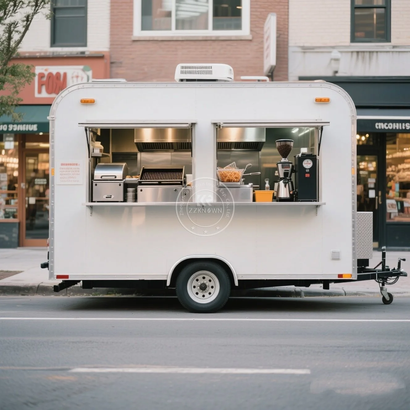 

USA Customizable Food Truck with Full Kitchen Concession Bbq Food Trailer with Porch Fully Equipped Custom Food Truck