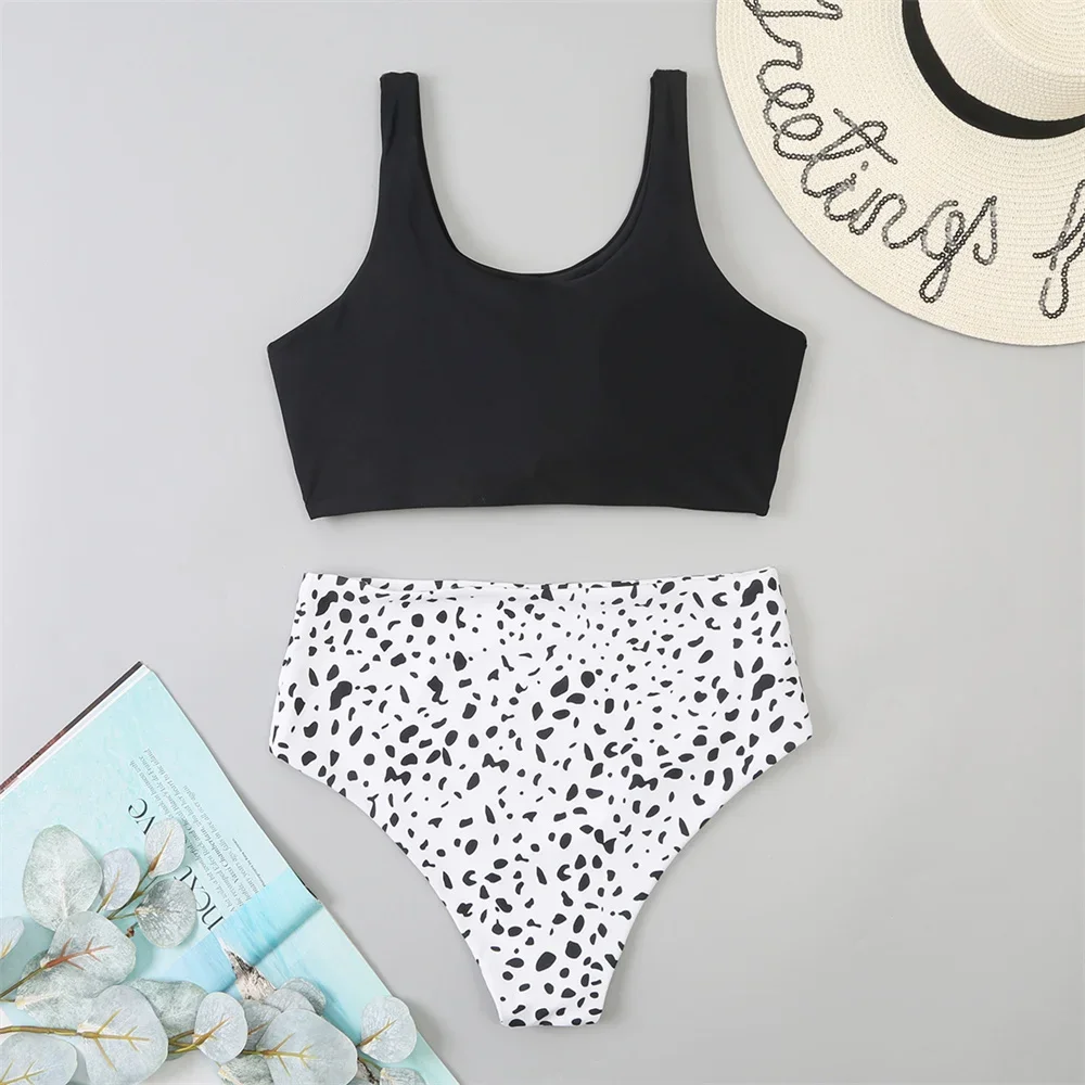 Fashion Spotted High Waist Bikini Knotted Separate Swimsuit Retro Vacation Swimwears Tankini Trend Women Beach Wear Bathing Suit