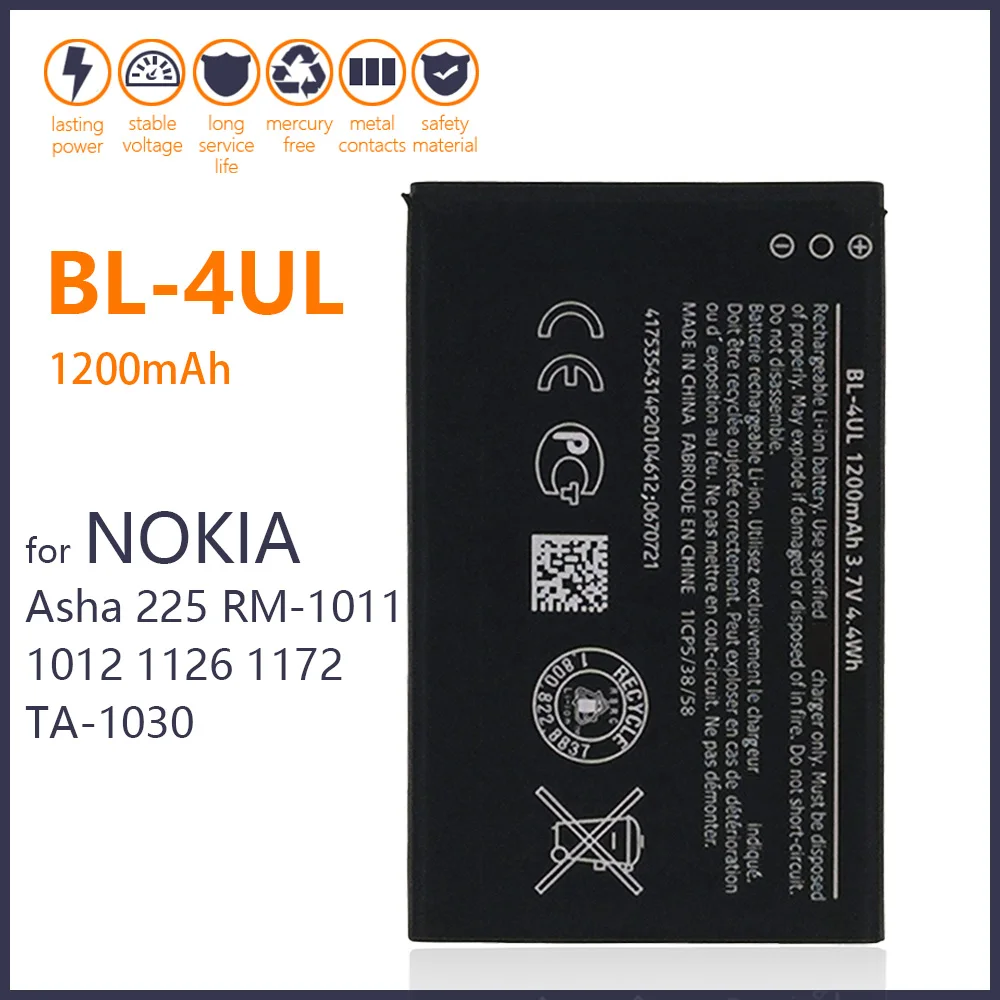 

100% Оригинальный телефон, аккумулятор для Nokia Asha 225 телефон, 1012 1126 TA-1172 1030 мАч, новые батареи и код отслеживания