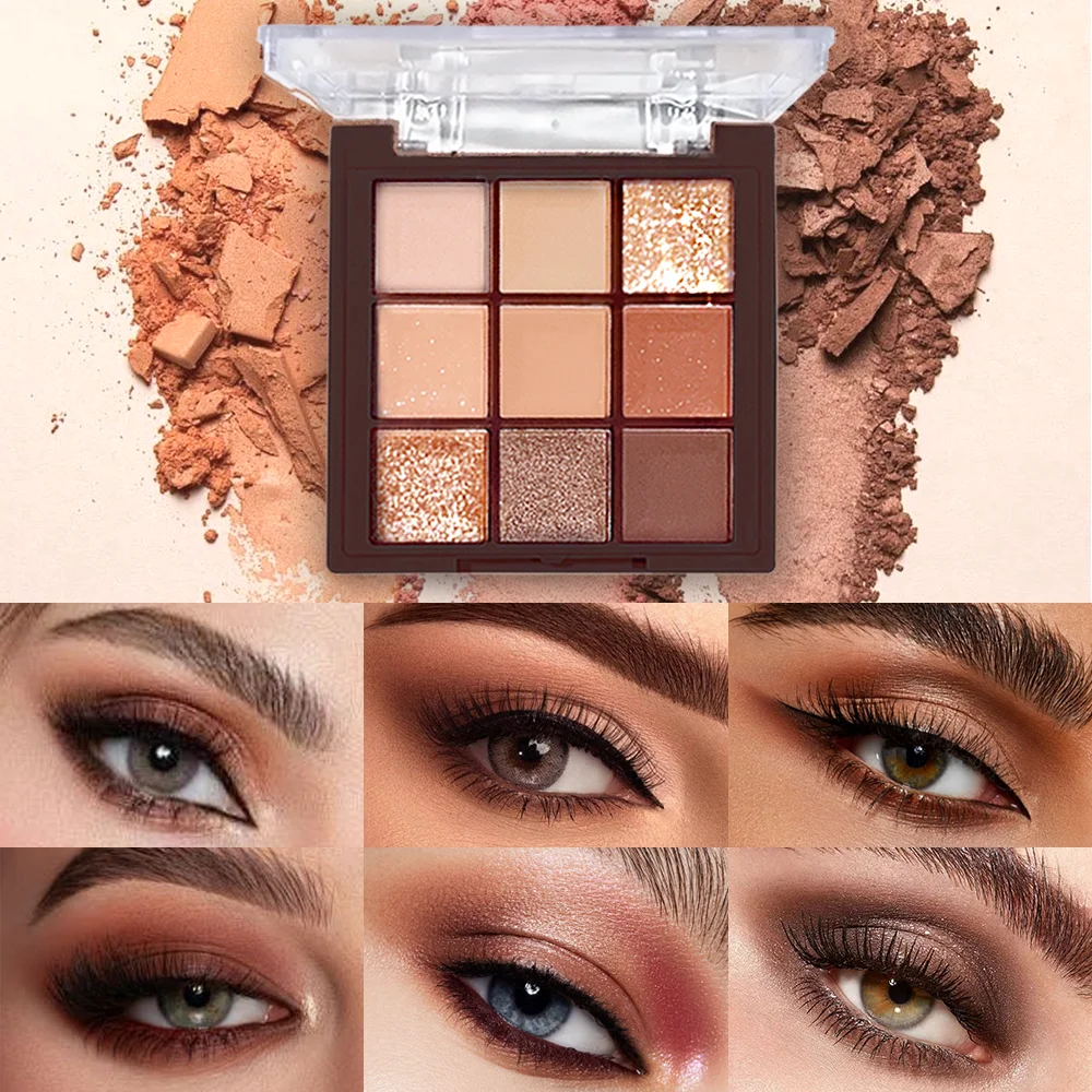 لوحة ظلال عيون عارية - 9 ألوان غير لامعة ولامعة، صبغة عالية قابلة للمزج، مقاومة للماء تدوم طويلاً، عيد الميلاد والشتاء