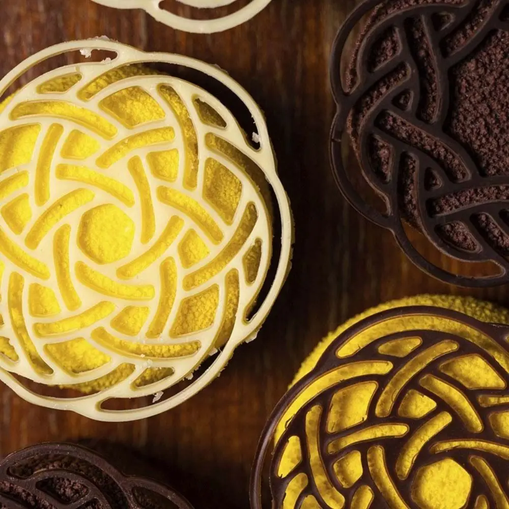 Geometric Line Texture Sugar Craft Silicone Pad Vegetable Disc Decoration Heat Resistant Chocolate Molds Leaf Pattern Design