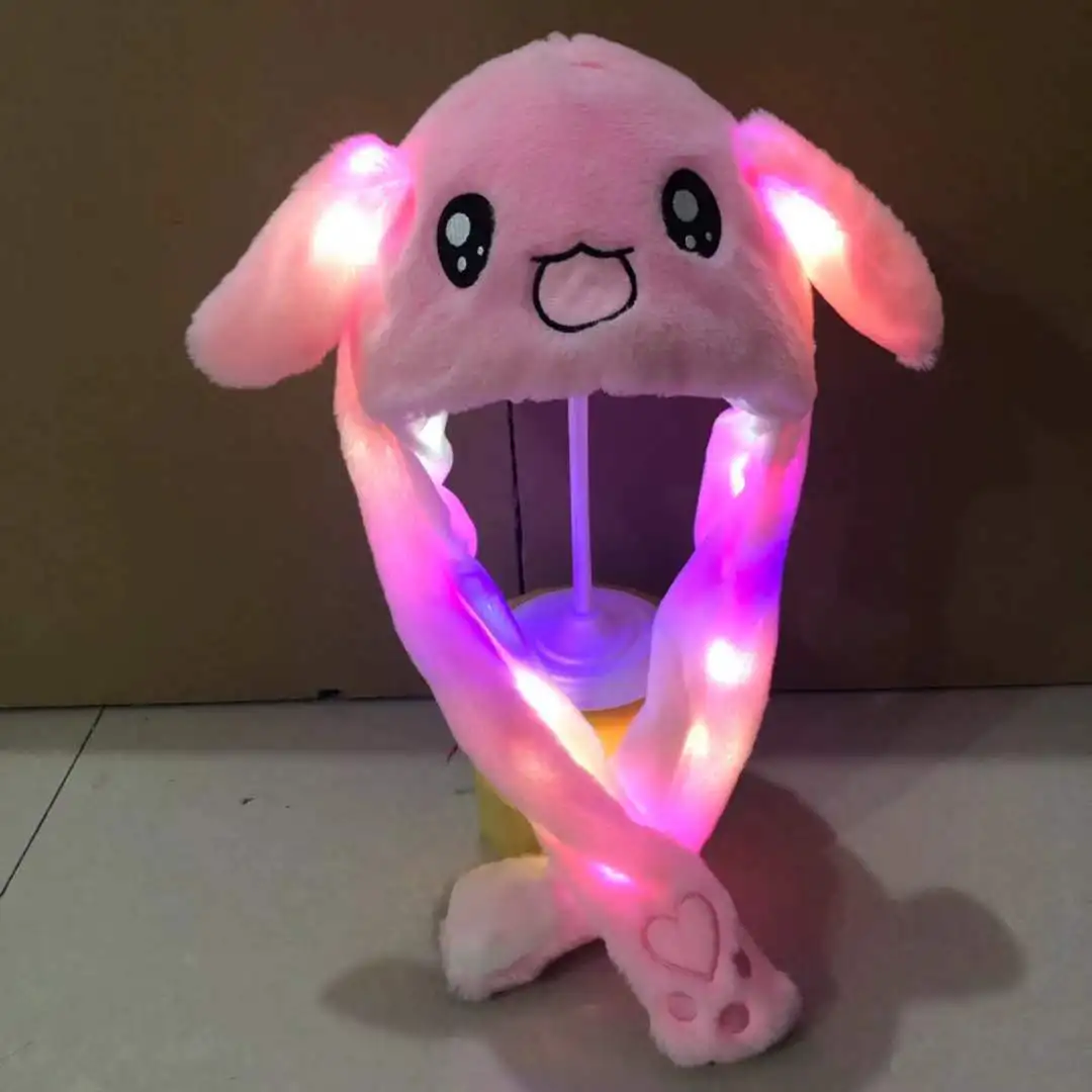 Light up Animal Funny Hat Led Glowing Rabbit Cat Mouse Ears Hat Women Men Kids Plush Hand Pinch Cap cartoon Cosplay Costume