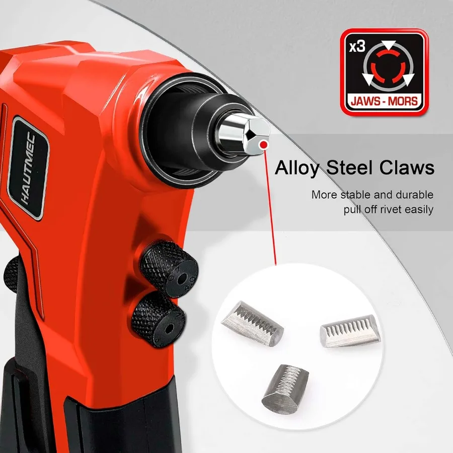 ヘビーデューティポータブルリベットガン、工具不要の交換可能なリベットヘッド4個付き、金属の修理や製作用途に最適、耐久性あり