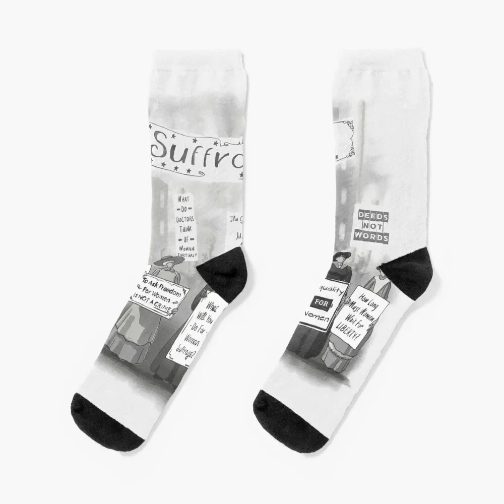 

Suffragette - Black & White Socks Climbing set cycling custom sports Socks Girl Men's