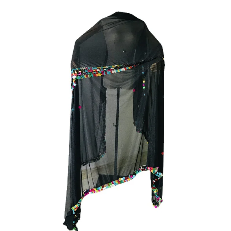 Belly Dance Malaya Scarf Sequins Decorate Stage Show Accessories Girl Performance Show Veils 2.5*1.5m Adult Big Throw Scarf