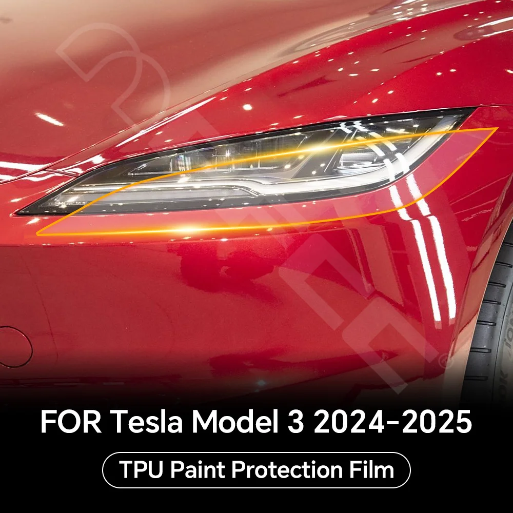 

For Tesla Model 3 Highland 2024 2025 Headlight Rearview Door Handle TPU Protection Film Clear PPF Anti-scratch Resistant Cover