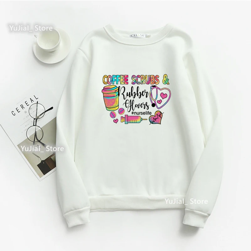 Nursing Is My Heart Nurse Letter Printing Women\'S Hoodie Fashion Harajuku Autumn Winter Long Sleeve Women\'S Crew Neck Sweatshirt