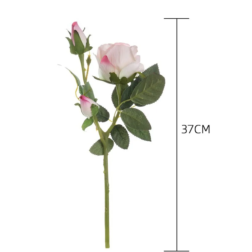 1PC 3 Heads/Branch Artificial Silk Rose Flower Bud Fake Flower Branch for Home Garden Wedding Birthday Party Decoration Supplies