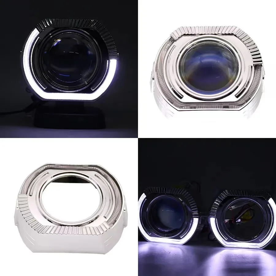 LKA 2pcs 2.5 Inch 3 Inch Angel Eyes Led Easy Install Koito Q5 Bixenon Hid Projector Lens Shroud Mask Cover Headlight Car Styling