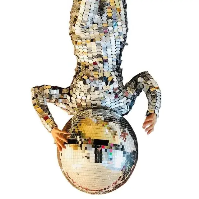

Disco Ball headgear Festival show outfit Mirror Glass Ball Dance Team Performance helmet Mirror People Stage Costume