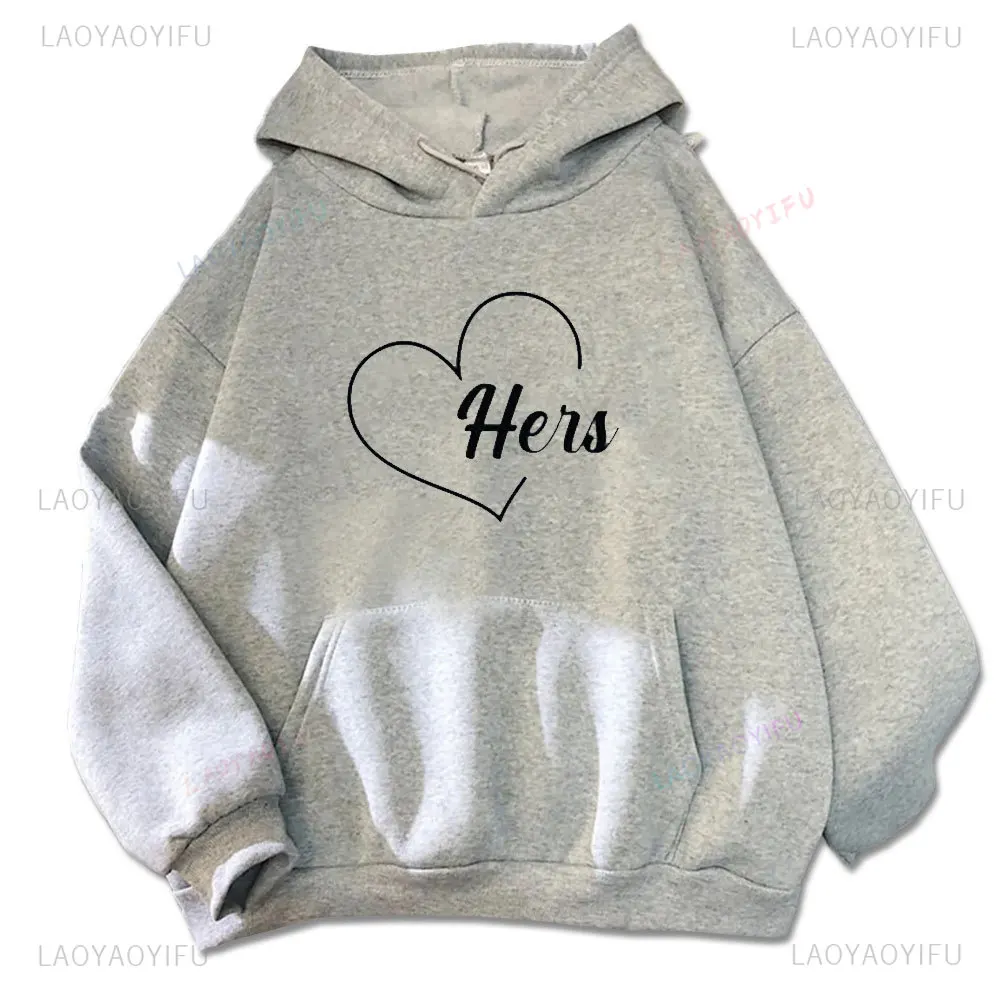 His Heart Hoodie Pair Couple Hooded Valentine's Day Couple Hoodies Her Hoodie Anniversary Fall Warm Long-sleeved Hoodie Tops