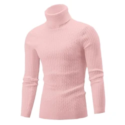 Suéter de cuello alto para hombre, Jersey informal de punto, cálido, para Fitness, Tops