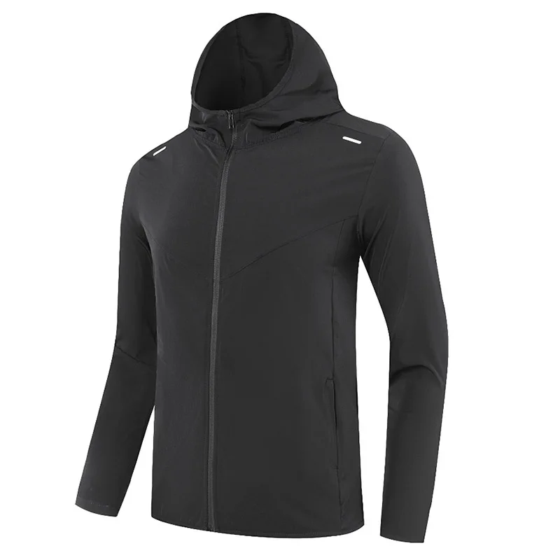 Mens Fitness Tracksuit Running Sport Jacket Windproof Joggers Hooded Outdoor Fishing Shirts Tops Clothing Workout Sweatshirt