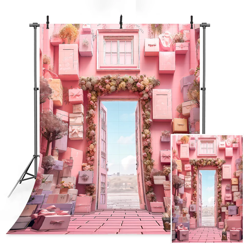 2024 New Movie Pink Princess Barbies Backdrop Kids Girls Customized Photo Background Castle Pink Garden Banner Props