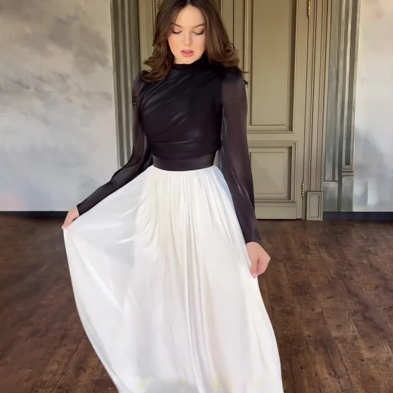 

Осень 202, европейское и американское стильное длинное платье с застежкой на талии для похудения, пэчворк, мерсеризованное длинное платье для женщин