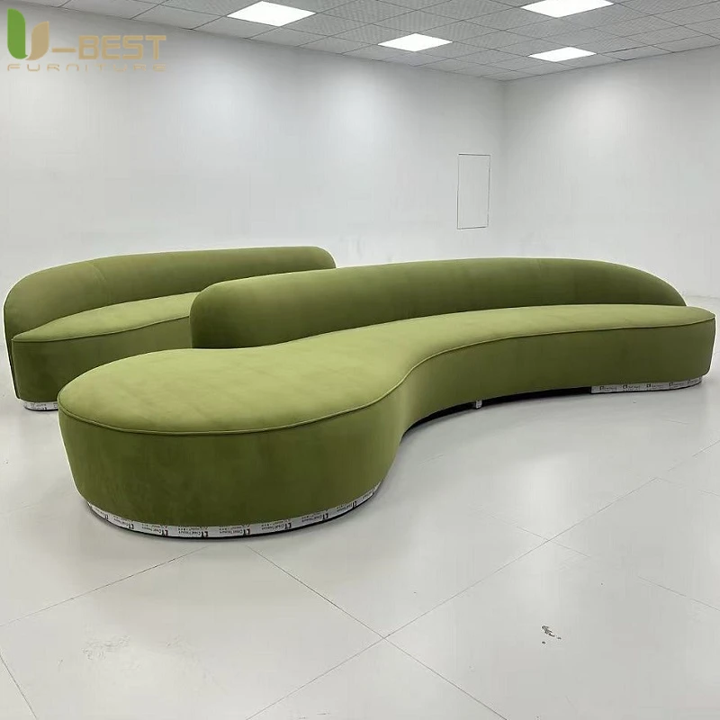 U-best Hotel Lobby Curved Conversation Sofa French Inspired Velvet Sofa Couch for Corporate Lounge Luxury Reception