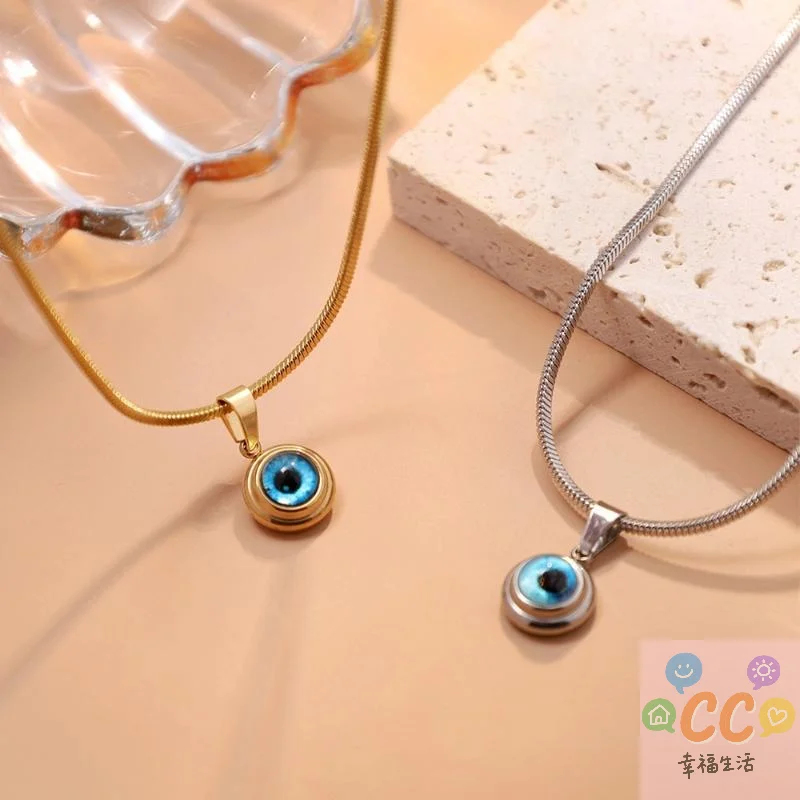 สร้อยคอแฟชั่น HUA HUA สำหรับผู้หญิง สไตล์มินิมอล คลาสสิก จี้ตาสีฟ้าแบบตุรกี สร้อยคอโชคเกอร์ สร้อยคอคลาวิเคิล เครื่องประดับนำโชค ของขวัญ