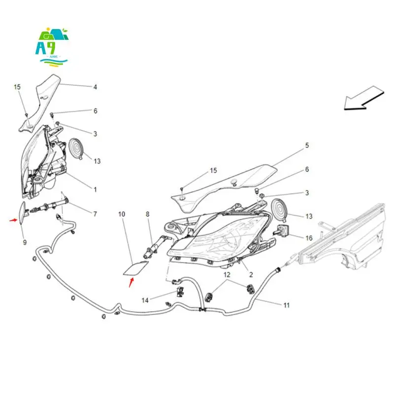 

A09E-1Pair Front Headlight Washer Nozzle Cover 673008001 673008002 For Maserati Quattroporte 2014-2017 Headlight Cap Plate Parts