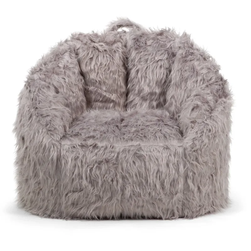 Milano Bean Bag Chair, Gray Shag, Soft Faux Fur, 2.5 feet bedroom chair  floor sofa  bean bag chair with filling