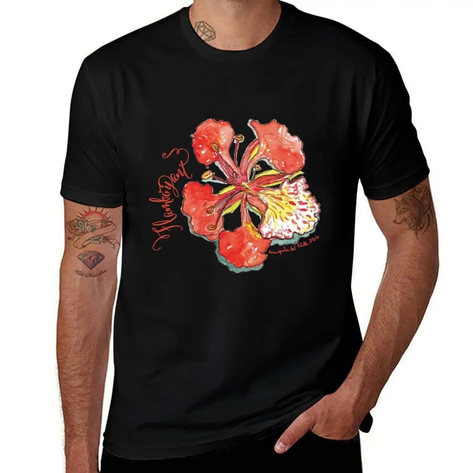 Flamboyant flower Puerto Rico T-Shirt Basic Tee Shirt for Everyday Outfit T-Shirt