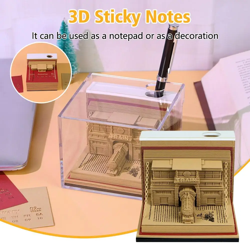 

Книжный поезд, новинка, креативная модель, календарь, миниатюрный орнамент, 2026, вырезанный скрапбукинг, 3D Декор поезд, бумага, новый мультфильм Bo G9N2