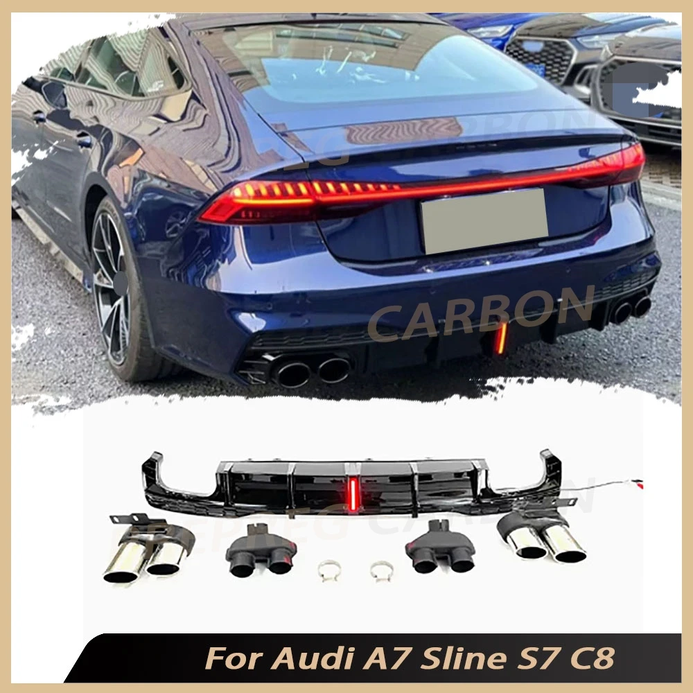 

Для Audi A7 Sline S7 C8 2019-2023: Комплект обвесов из ABS-пластика, задний бампер, диффузор, спойлер с насадками на выхлопную трубу, аксессуары