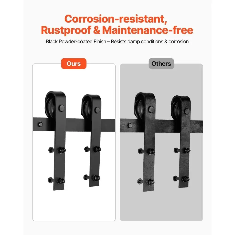 6FT for single Sliding Barn Door Hardware Kit Black Modern Interior Door Track System for Home Decor