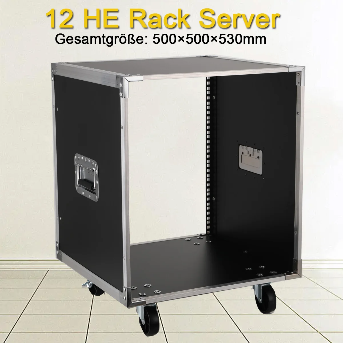 Rack di rete portatile 12U Maniglie integrate Ruote girevoli Ruote girevoli per matrimoni all'aperto Rack per apparecchiature per telecomunicazioni audio video