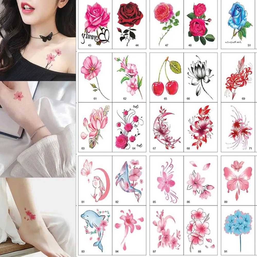 

Rose Floral Peony Arm Shoulder Tatouage Temporary Tattoos Body Art Decals Disposable Tattoo Decals Flower Tattoo Sticker