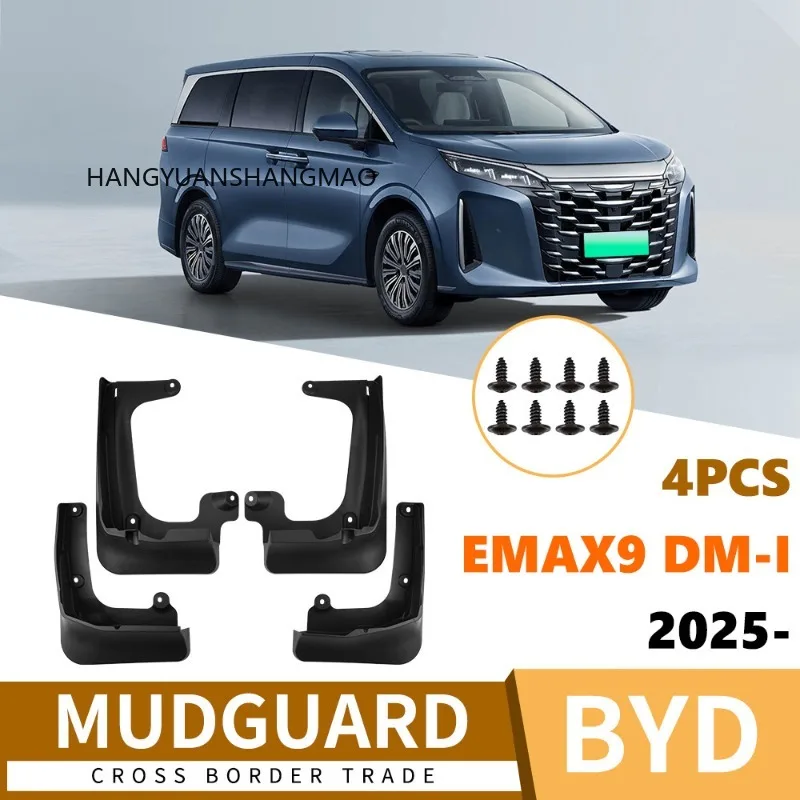 

For BYD EMAX9 DM-i 2025 Mud Flaps Tire Splash Guards Black 4PCS Set Exterior Car Accessories for Fender Protector Perfect