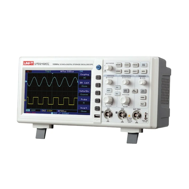 UNI-T Digital Oscilloscope USB Portable UTD2102CEX+ 100MHz Bandwidth 2 Channel Oscillograph 500Ms/S 7