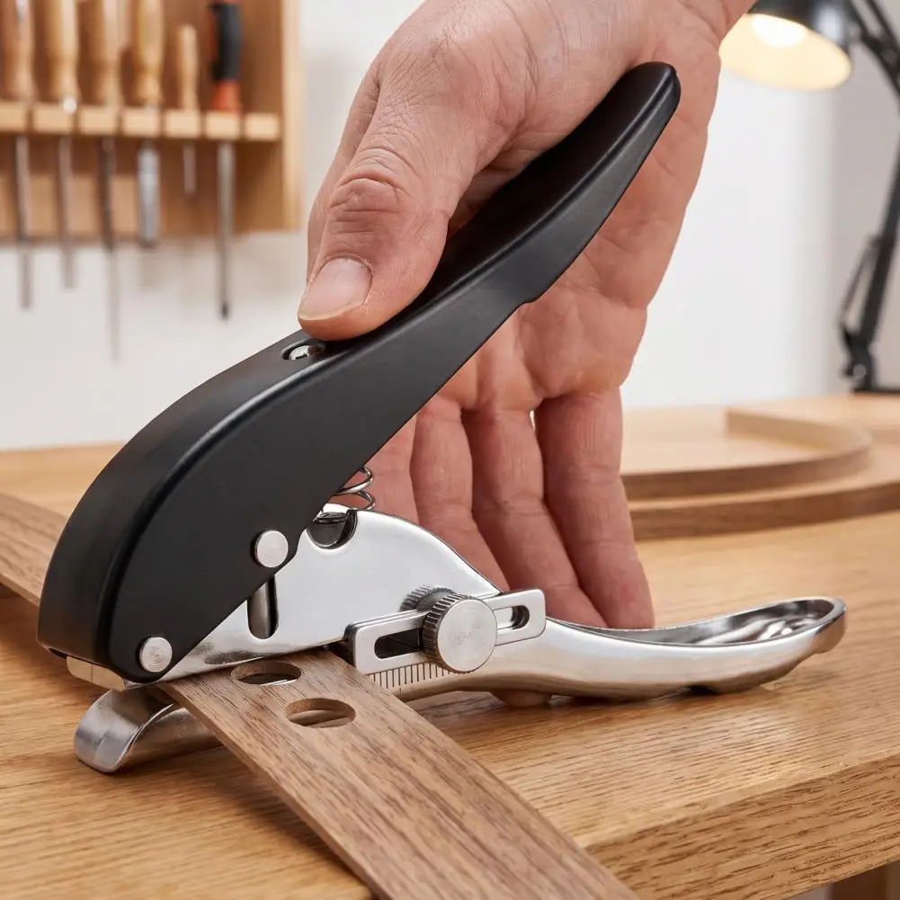Single Hole Puncher, 3 in 1 Edge Woodworking Tool, Precision Drilling Handheld Punching Machine for DIY Carpentry Projects