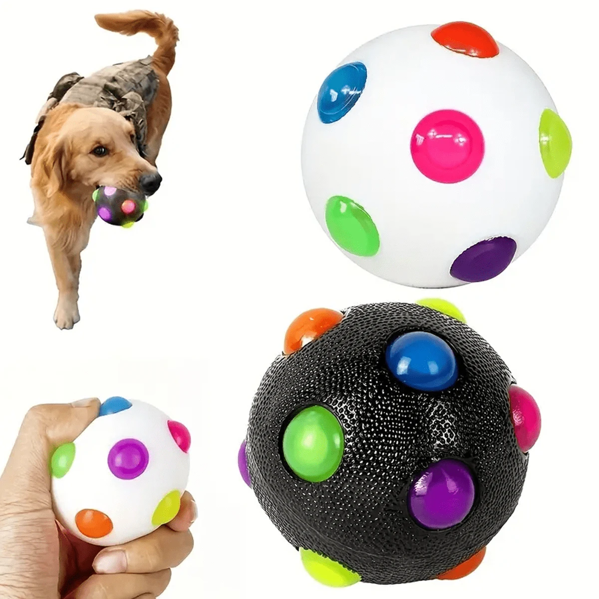 1 Randomly Colored Glowing Elastic Ball Toy for Dogs - Interactive and Chewable Glitter Toy for Chasing and Playing