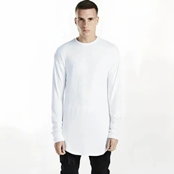 MRMT 2026 Brand New Men's T Shirt High Street Arc Hem Long Sleeved Men T-shirt Solid Color Base Man Hip Hop Tops Tees For Male
