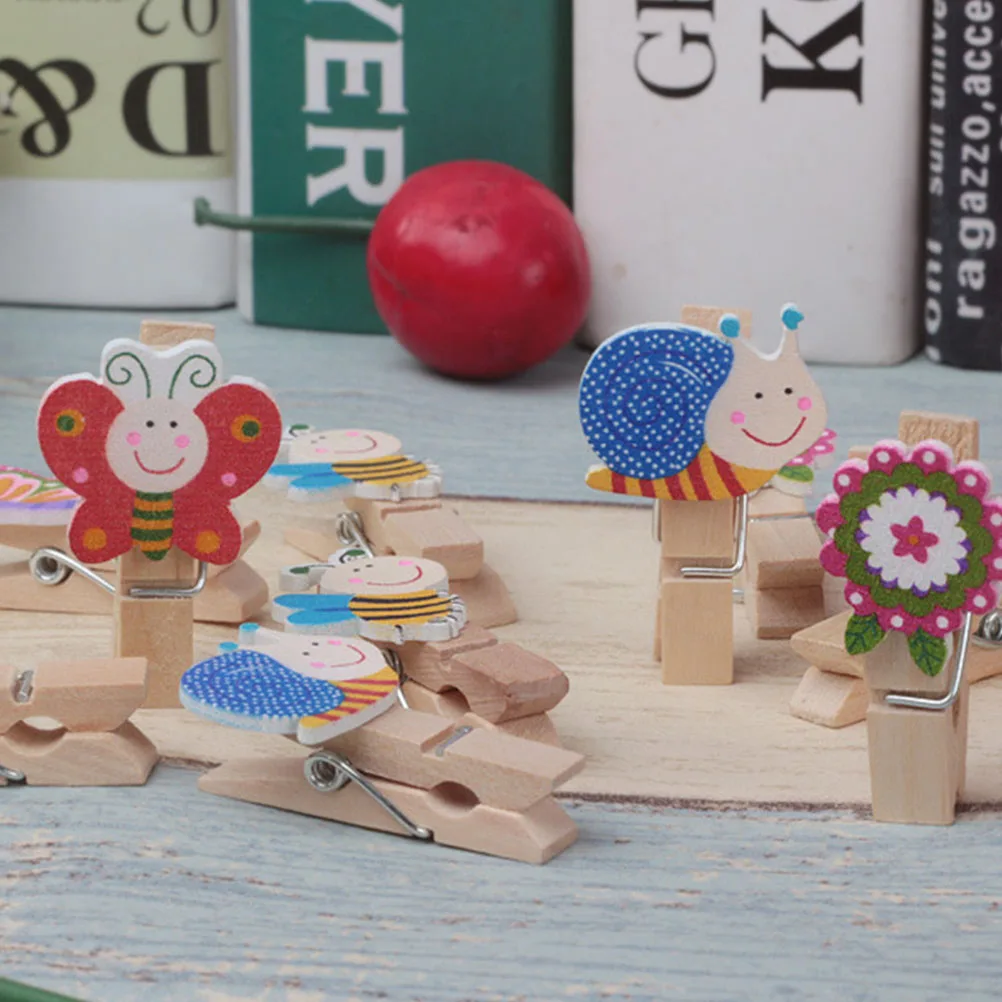 

50 Pcs Wood Mini Clothespins Animal Shape Photo Clips Home Decor Memo Painting Diagrams Clamps Snack Bag Clips Office Supplies