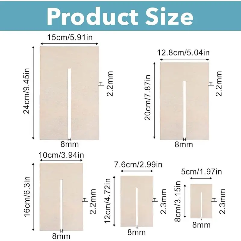 6PCS Wooden Bow Maker Templates Ribbon Craft Sewing Tool 8mm Slot for DIY Hair Gift Bow Bowknot Handcraft Making