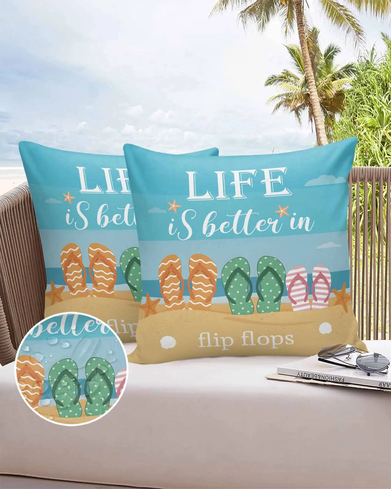 

Водонепроницаемая наволочка, океанские тапочки, пляжная морская звезда, уличная наволочка, чехлы для садовой патио, домашний декор