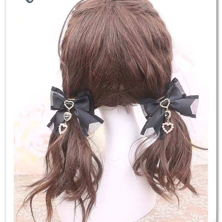 [1 pair]Hair bows girl y2k japanese accessories for women trendy hair clips popular summer accessory lolita hair clip trend 2024