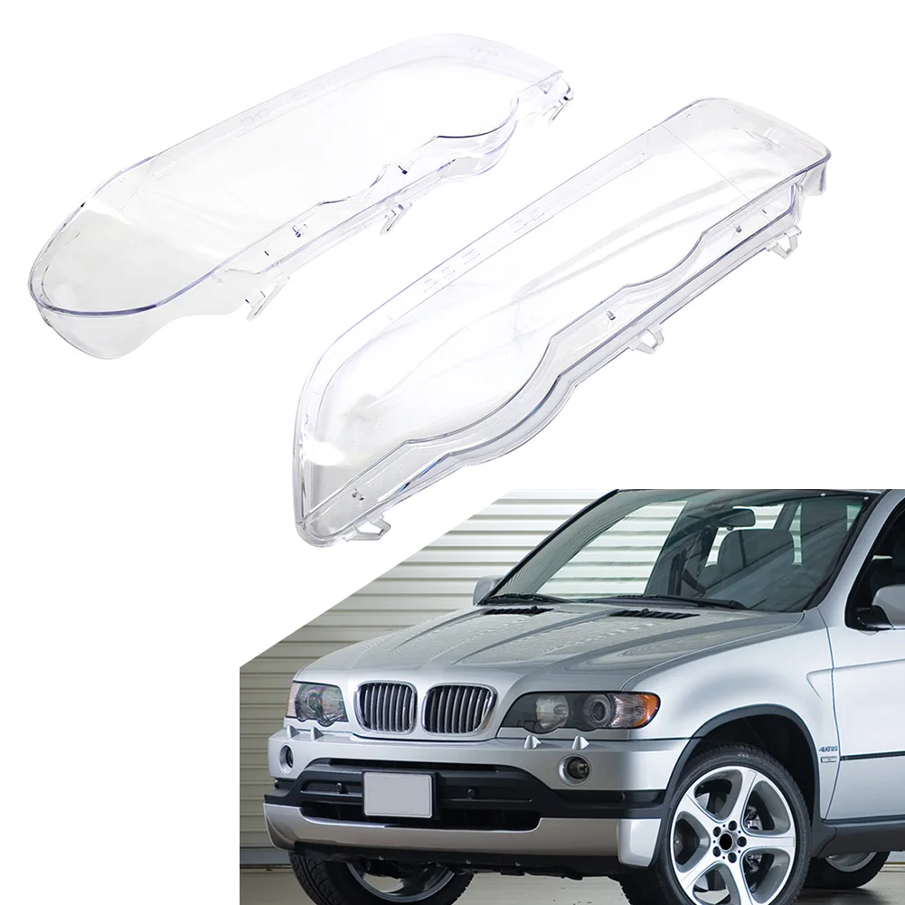 

2Pcs Transparent Car Headlight Headlamp Lens Cover For BMW X5 E53 1999 2000 2001 2002 2003