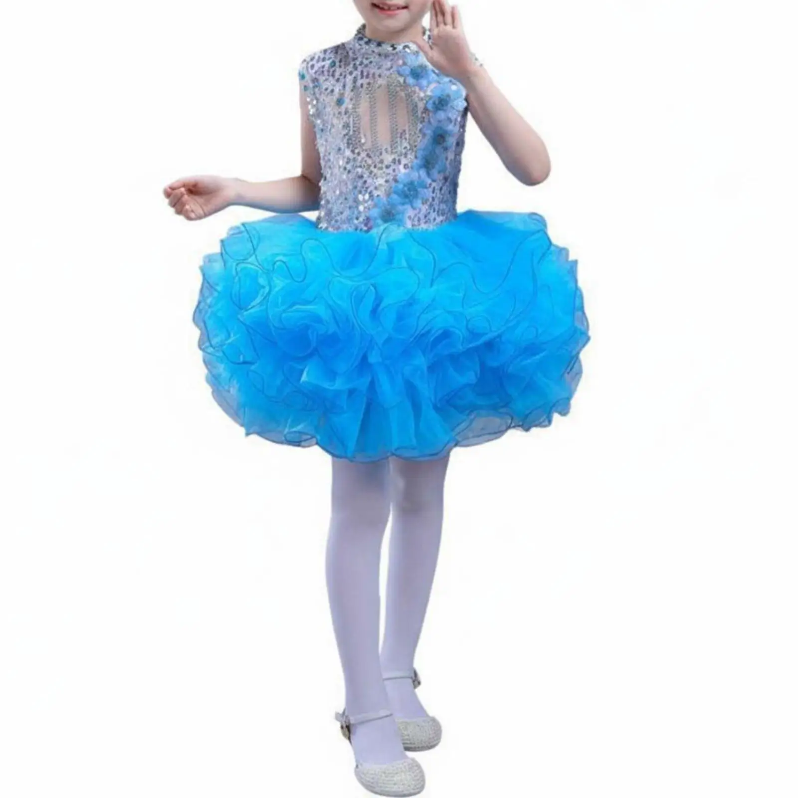 学校合唱団の制服、ボリュームのあるチュールスカート、女の子用スパンコールチュチュドレス、明るい色の男の子用スパンコールパフォーマンス衣装（子供用）