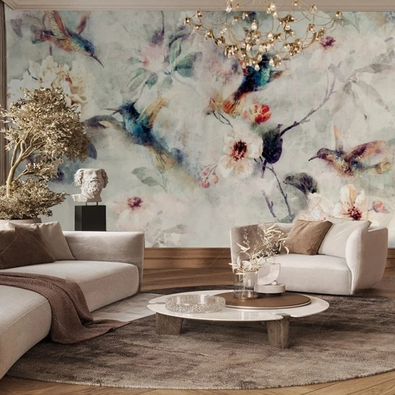 MU8674 Mural Wallpaper Nordic Leaf With Feathery Lines Oil Painting Flower Pattern Home Decor Wall Photo Papel De Parede 3D