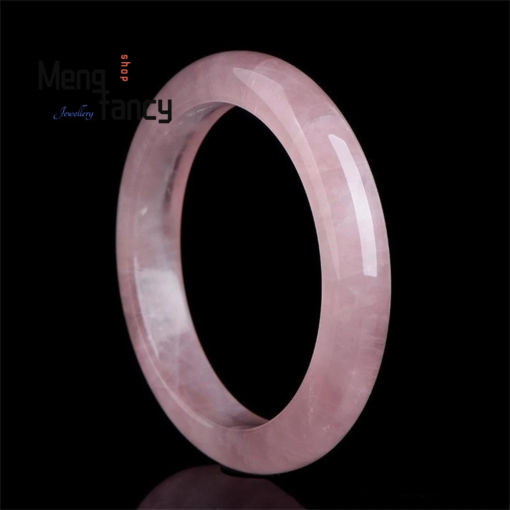 Natural Madagascar Rose Quartz Bangle Ice White Moonlight Crystal High-grade Fashion Jewelry for Women Young Style Gift 7A Grade