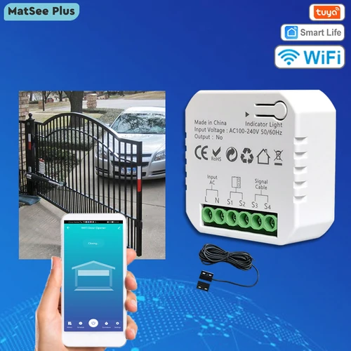 Tuya Smart Life WiFi Swing Gate Puerta corrediza Controlador de apertura motorizado Contacto seco 240V App Control remoto y alerta Smart Home Security Control de voz con Google Home Alexa