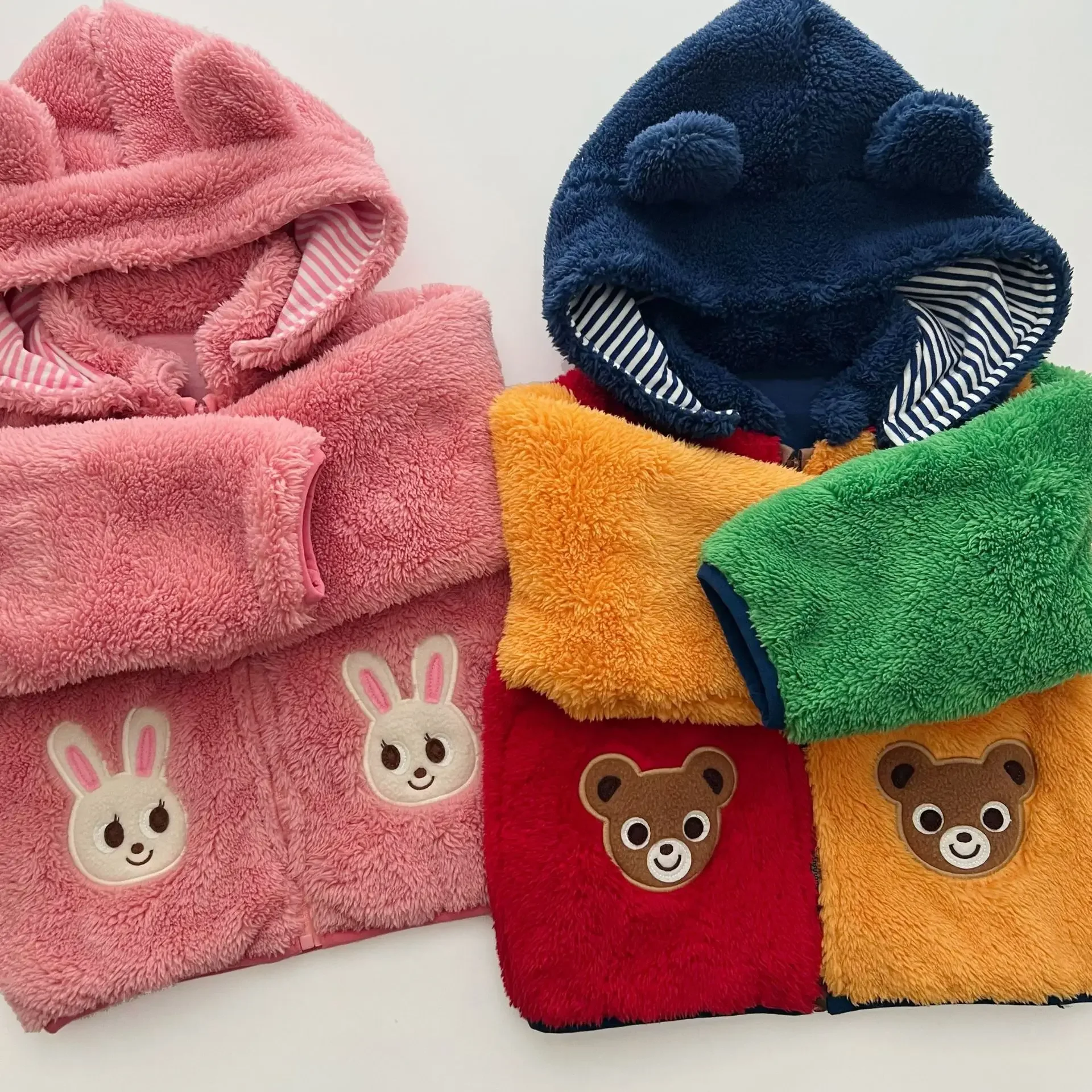Winter Jacket Girls Coat Cotton Double Layer Warm 2022 New Boys\' Japanese Style Velvet Hooded Coat