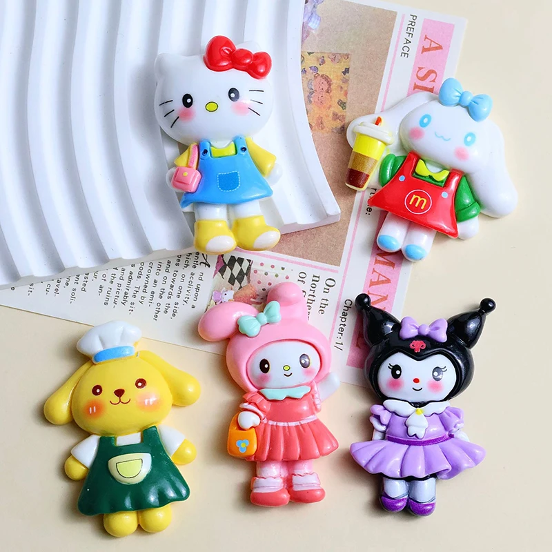 1Pcs New Kawaii Cartoon Sanrio Kitten Rabbit Puppy Nime Characters Resin Scrapbook Diy Jewelry Children Gift Hairpin Accessories