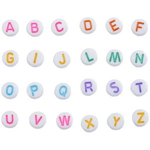 200 قطعة 7 مللي متر أبيض مسطح جولة مزيج الألوان الإنجليزية الحروف الأبجدية الخرز DIY سوار لصنع المجوهرات سحر قلادة الملحقات أفضل 10 حبات مبيعا بالحروف - No2