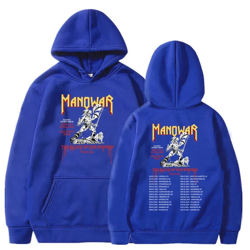 Manowar The Blood Our Enemies Tour 2025 Hoodies Moletom Feminino Winter Hip Hop Heavy Mental Band Sweatshirts Mens Sudaderas