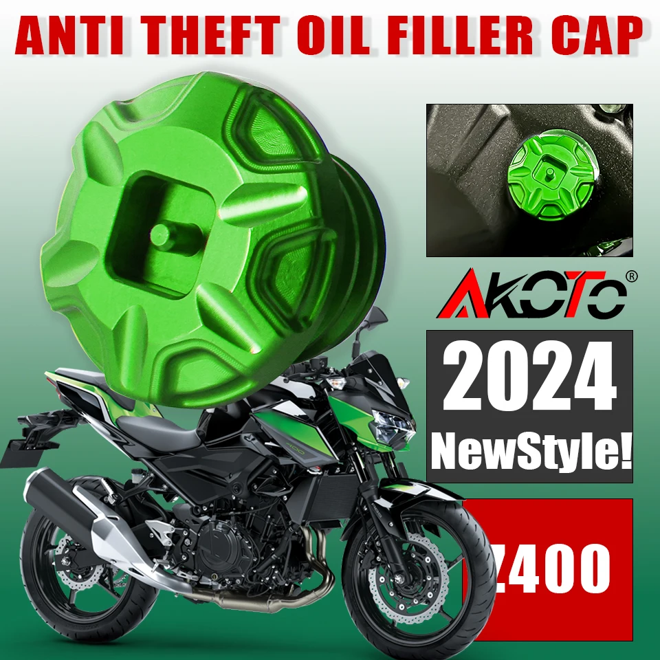 Motorcycle Anti theft Oil Filler Cap Accessories Engine Oil Plug Cover For Kawasaki Z400 Z 400 EX400 2018-2024 2023