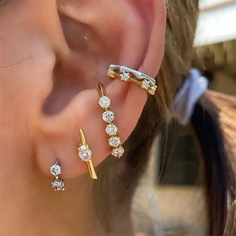 CRMYA Unique gold-plated CZ Stud Earrings For Women Cubic Zirconia Pendientes Boho Luxury Fashion Jewelry