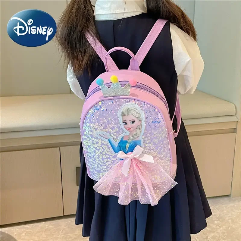 MINISO Disney Frozen Princess Backpack for Girl School Bag Cute Cartoon Kindergarten Student Kids Cartoon Kawaii Mini Backpacks